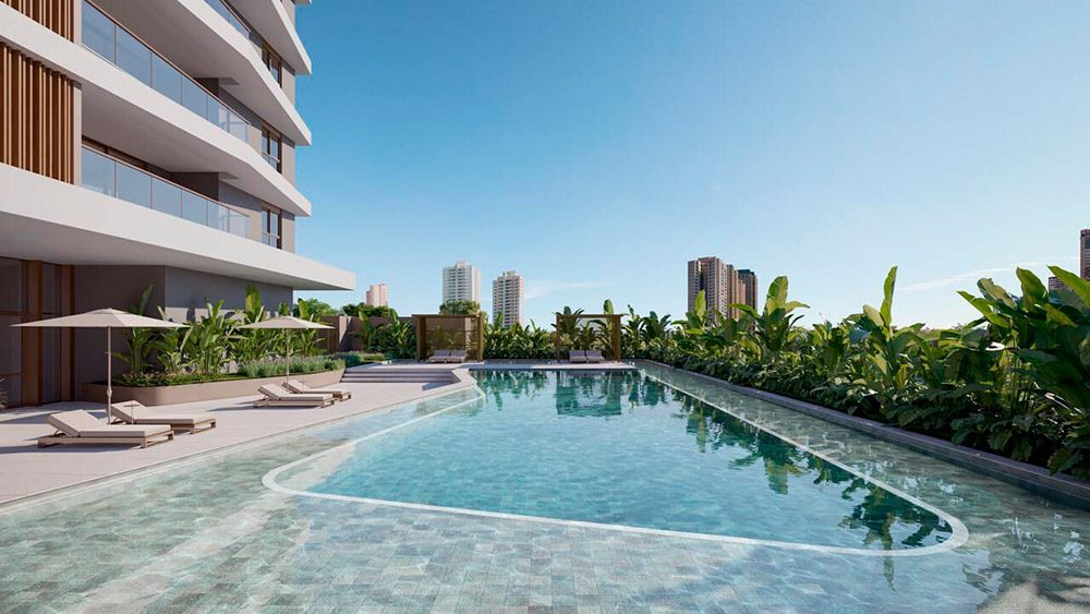 Piscina do empreendimento Emerald da A.Yoshii em Londrina